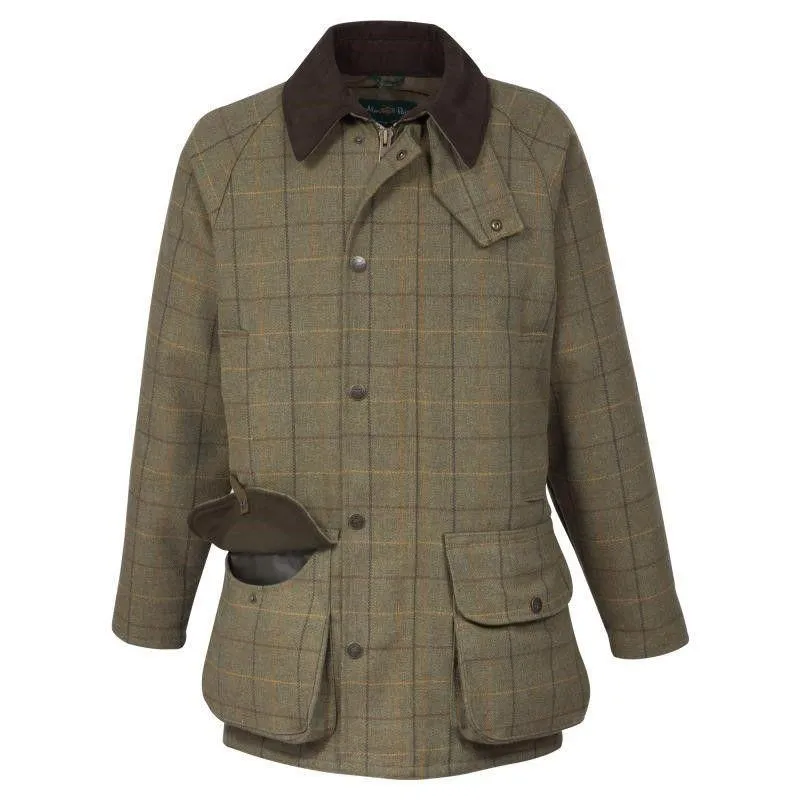 Alan Paine Rutland Mens Tweed Waterproof Shooting Coat - Dark Moss