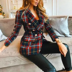 Amy Fashion - Vintage Tweed Office Ladies Chic Slim Blazers