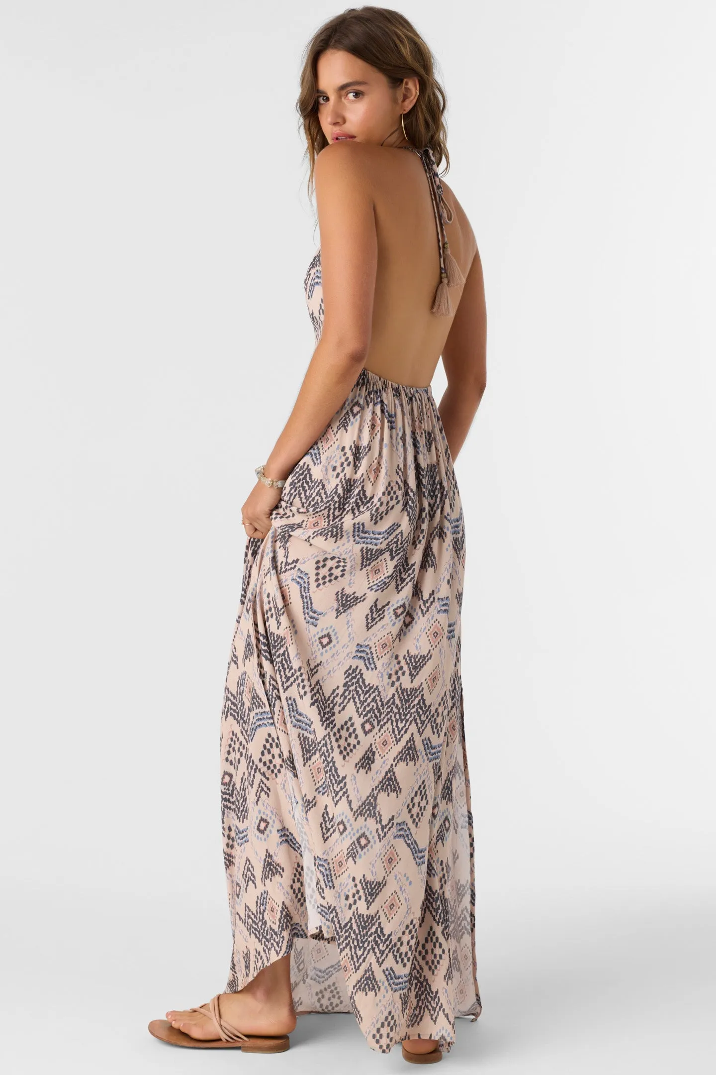 ANNALISA PALMER PRINT HALTER MAXI DRESS