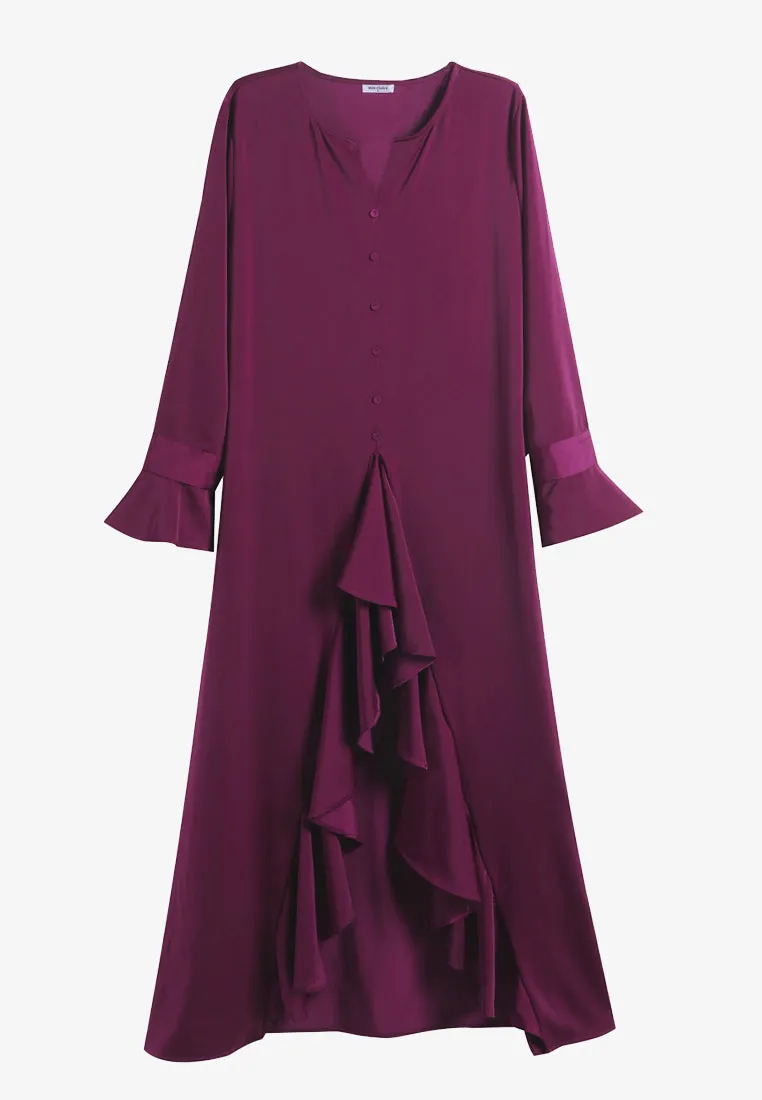 Ariana Raya Ruffles Open Long Blouse - Fuchsia