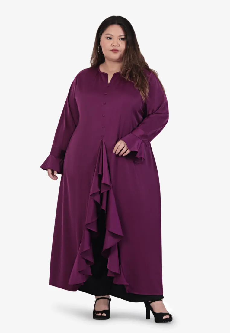 Ariana Raya Ruffles Open Long Blouse - Fuchsia