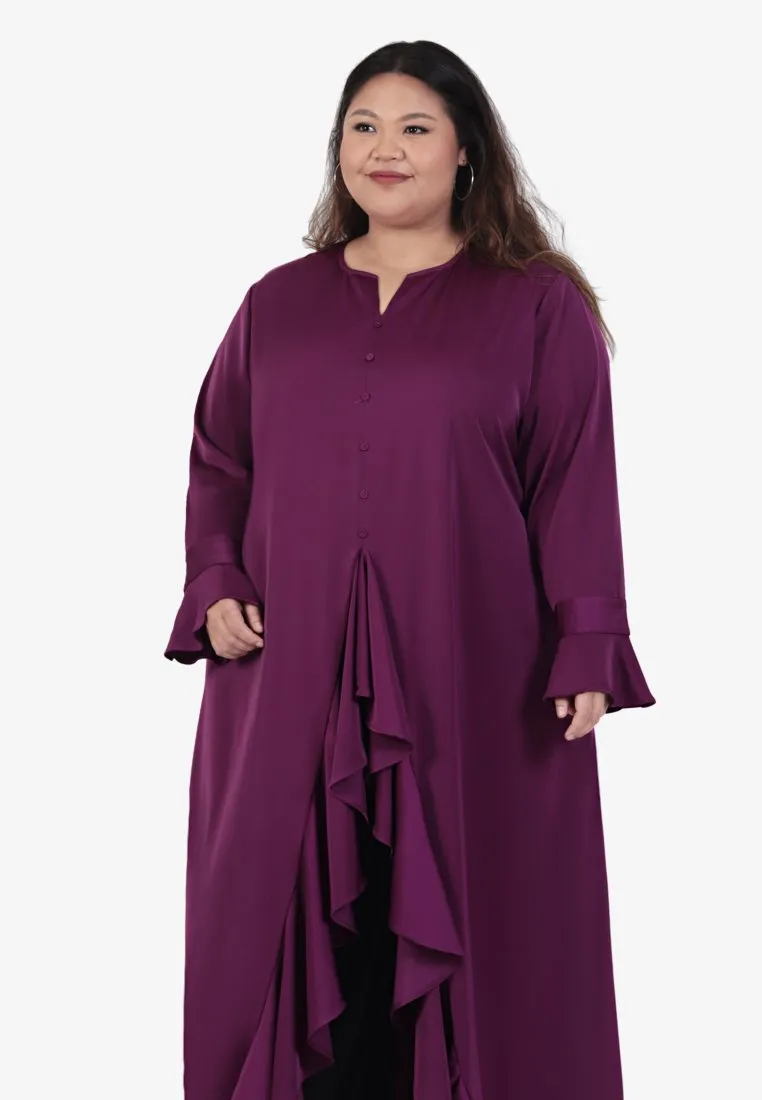 Ariana Raya Ruffles Open Long Blouse - Fuchsia