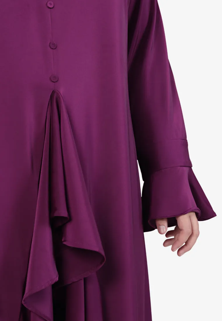 Ariana Raya Ruffles Open Long Blouse - Fuchsia