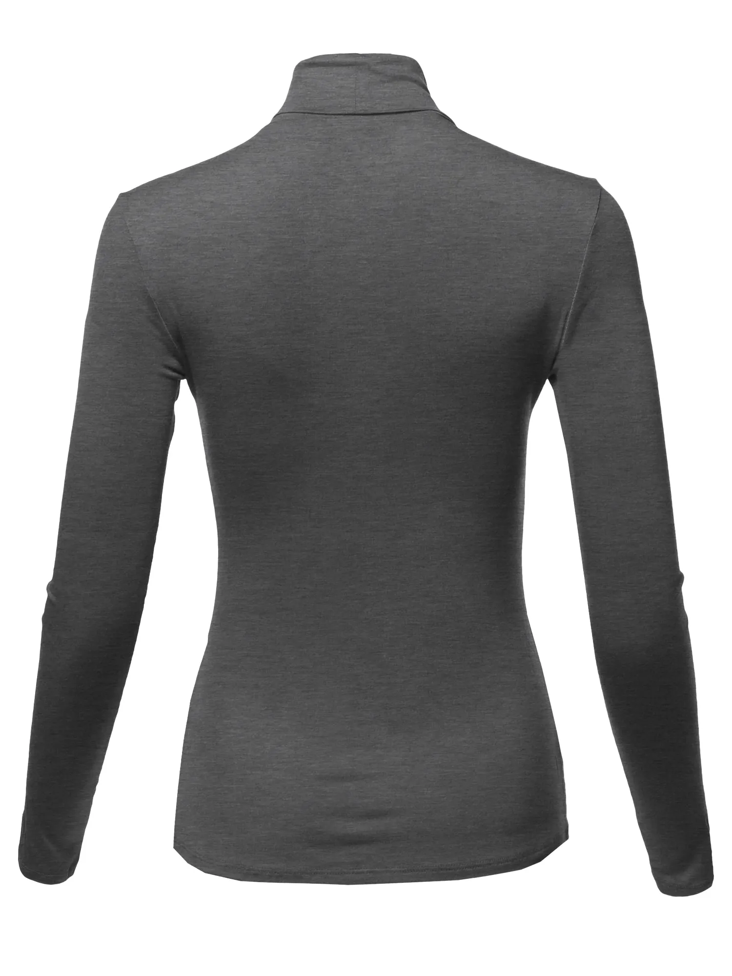 Basic Solid Long Sleeve Turtle Neck Fitted Rayon Top Shirt