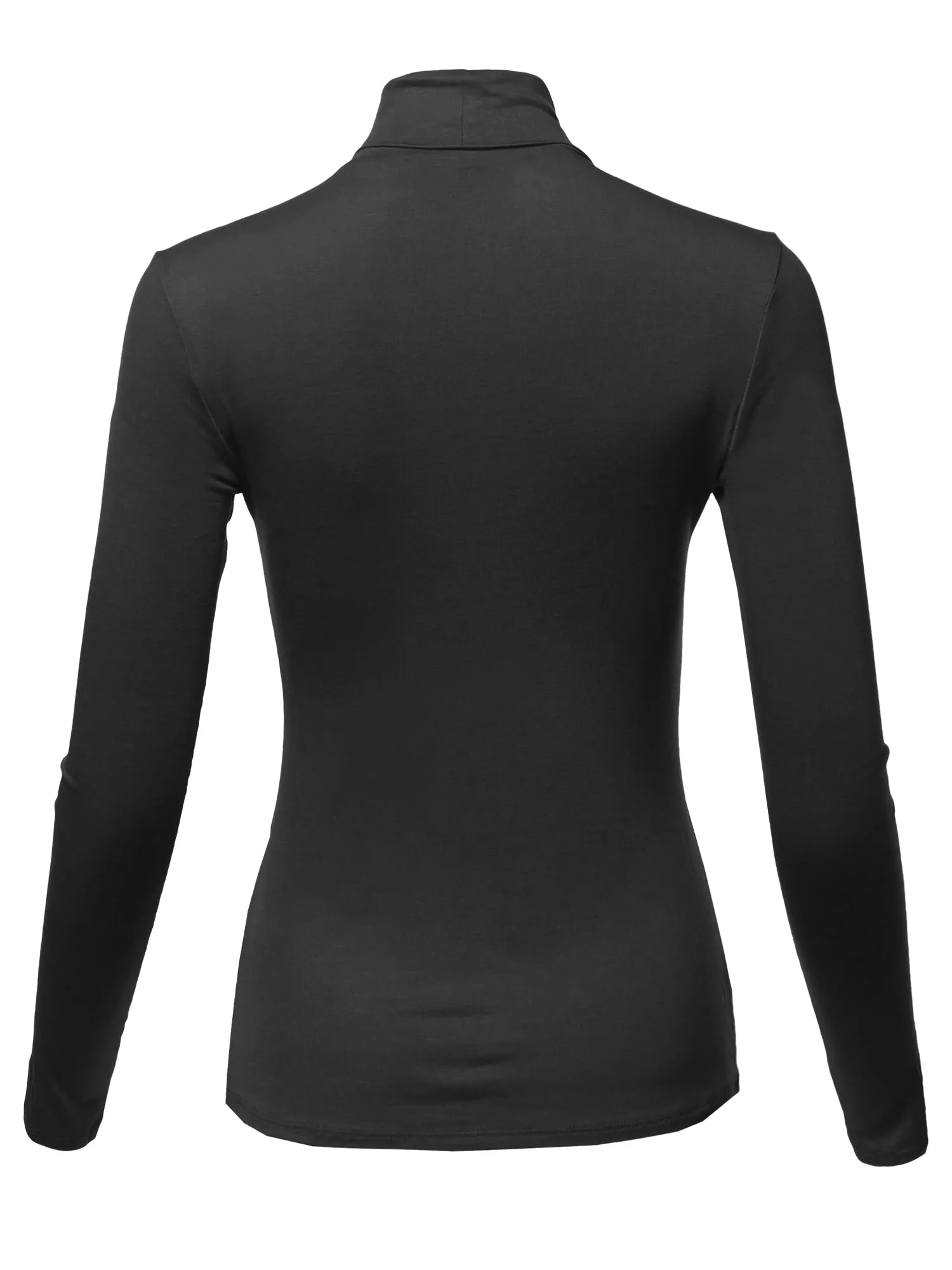 Basic Solid Long Sleeve Turtle Neck Fitted Rayon Top Shirt