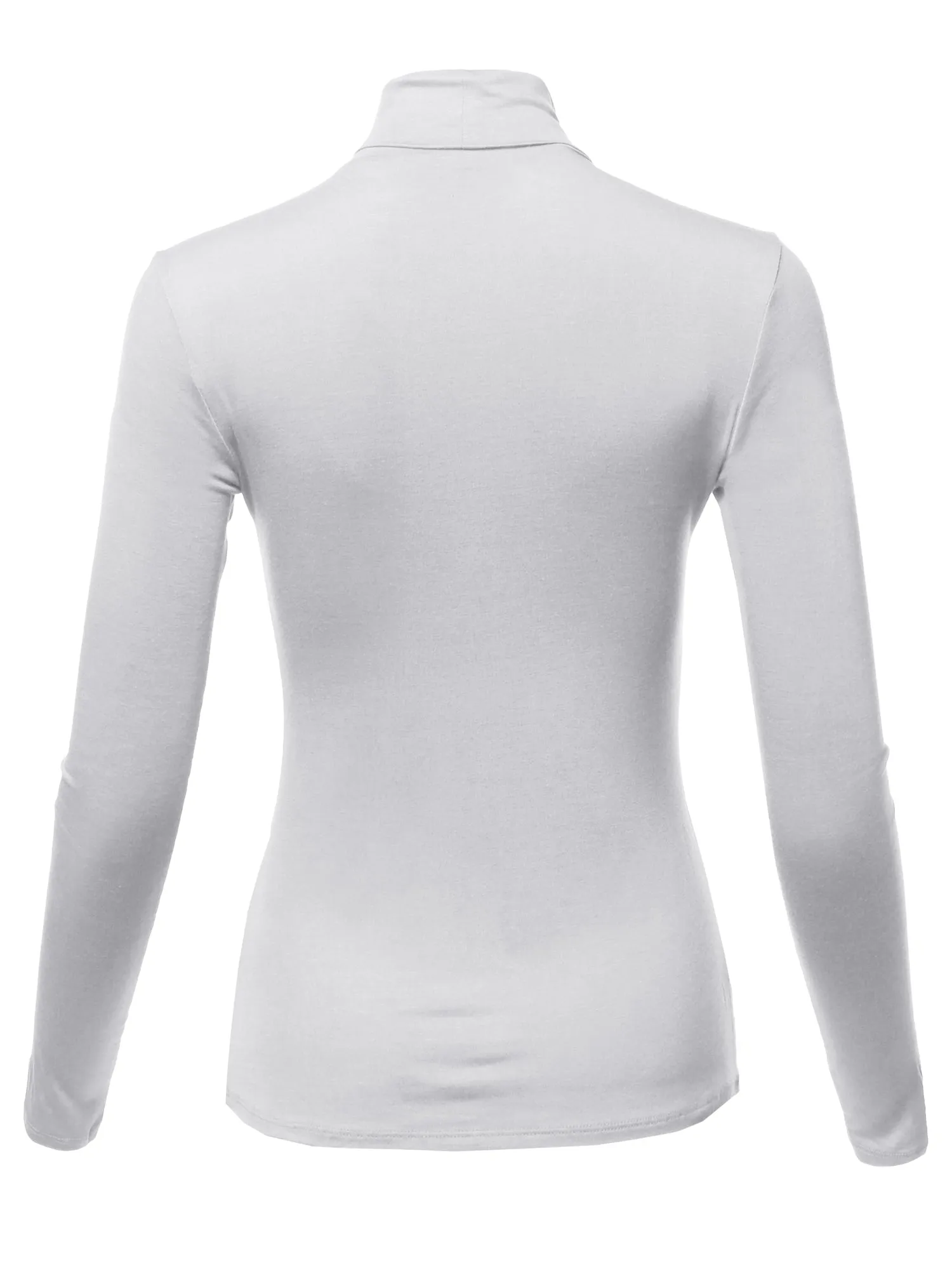 Basic Solid Long Sleeve Turtle Neck Fitted Rayon Top Shirt