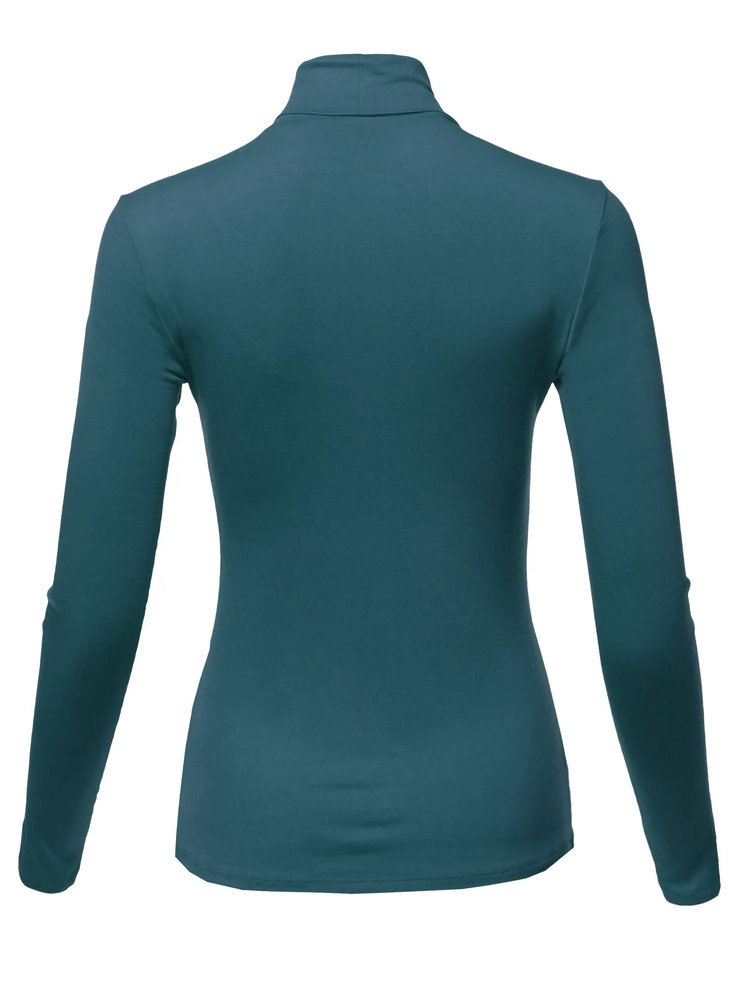 Basic Solid Long Sleeve Turtle Neck Fitted Rayon Top Shirt