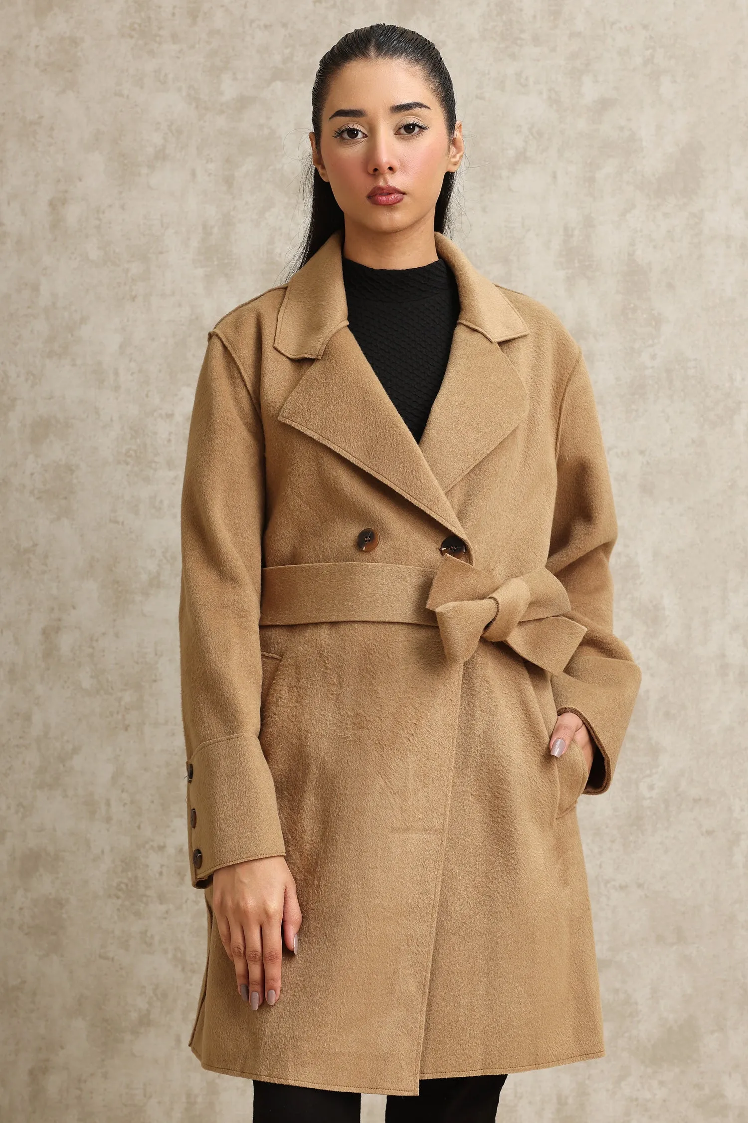 BELTED TRENCH COAT-CAMEL