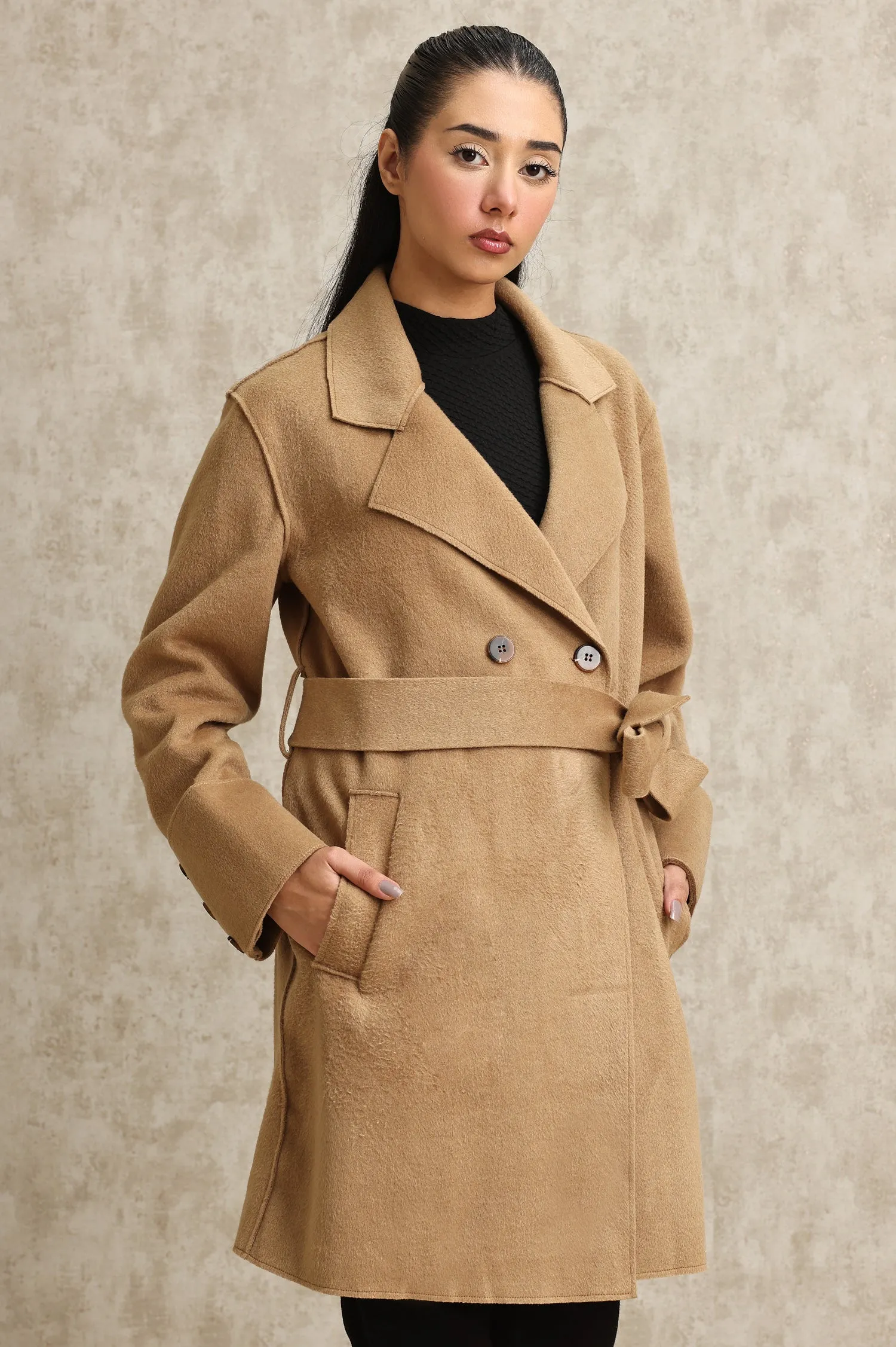 BELTED TRENCH COAT-CAMEL