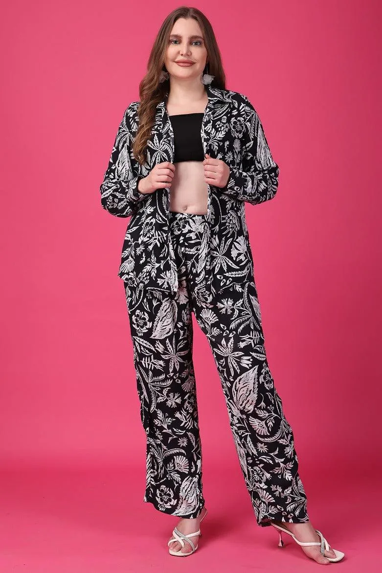 Black & White Floral Printed Co-ord Set