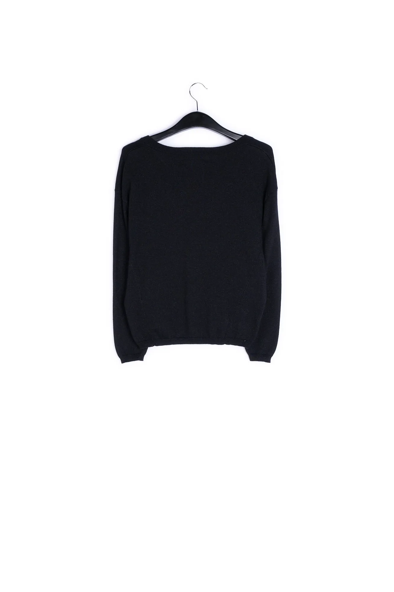 Black lurex knitted V-neck sweater