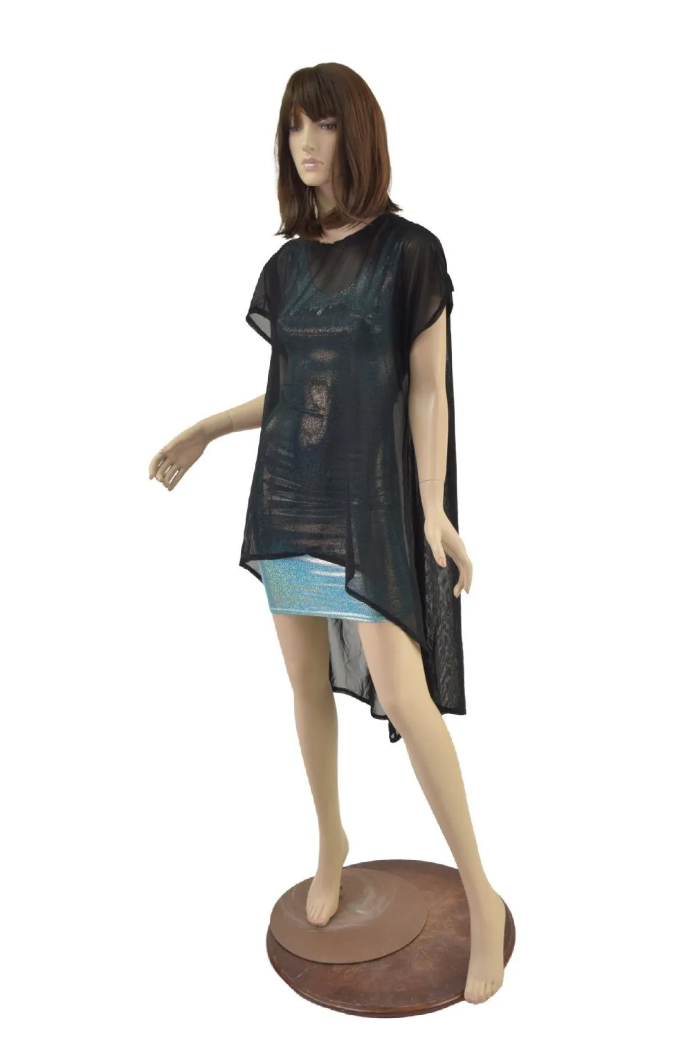 Black Mesh Hi Lo Tunic