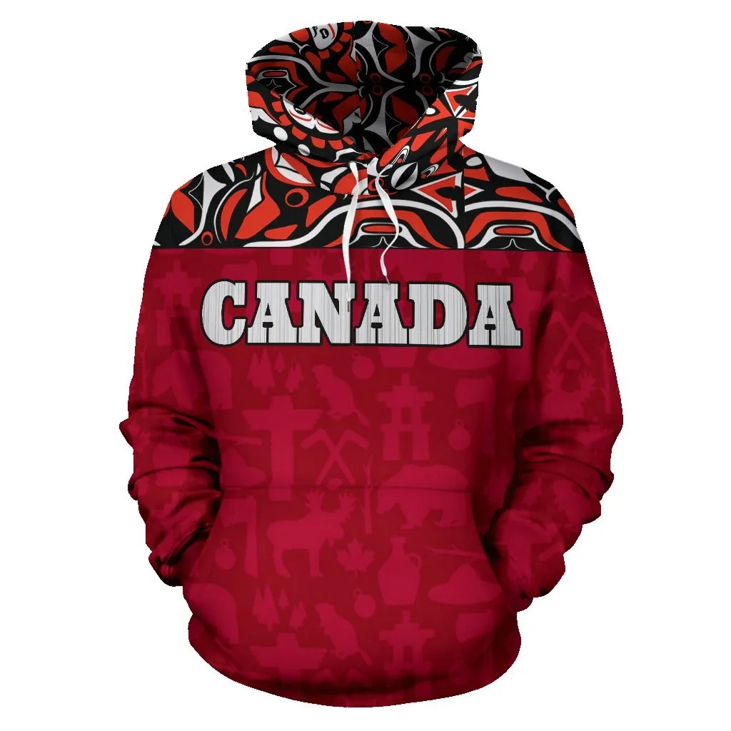 Canada All Over Hoodie - Haida Maple Leaf - BN09