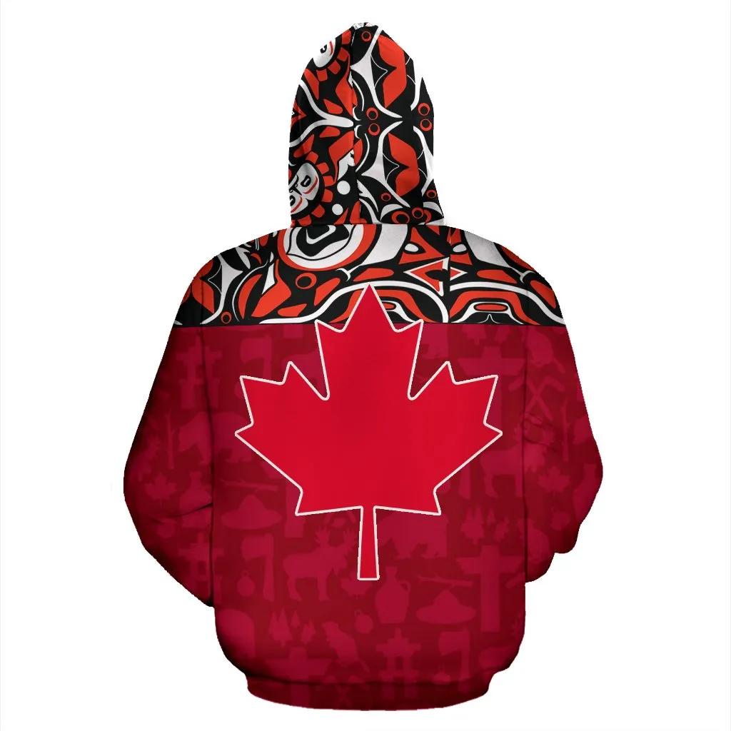 Canada All Over Hoodie - Haida Maple Leaf - BN09