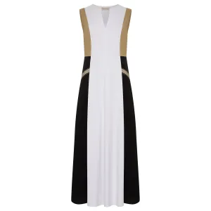 Color Block Maxi Dress - Black & Camel