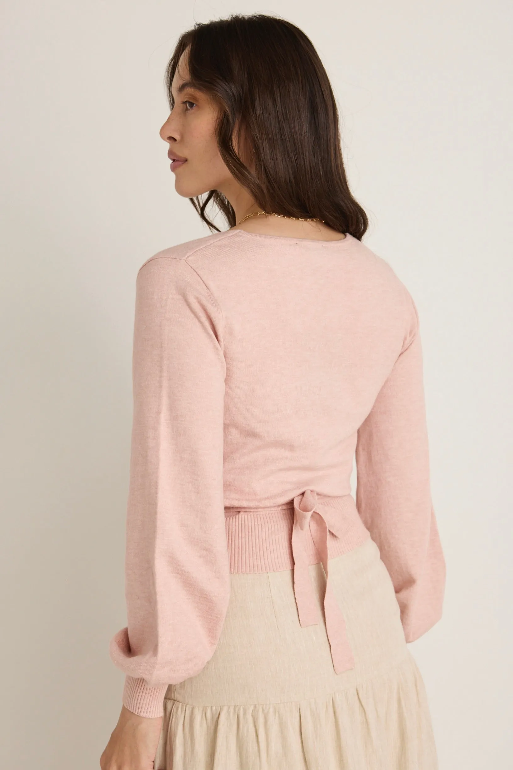 Cross My Heart Blush Ballerina Fine Knit Wrap Cardigan