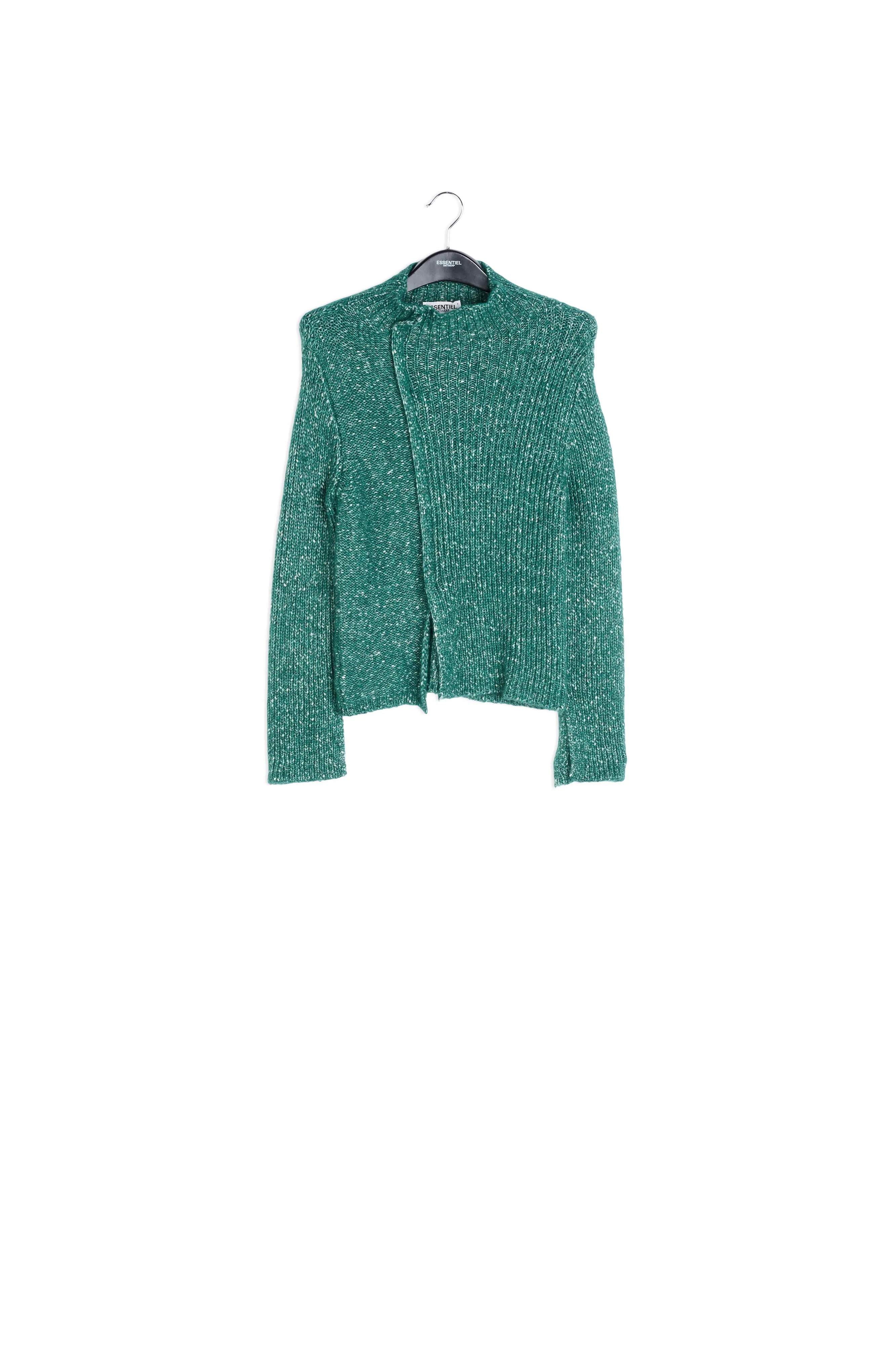 Dark green mélange turtleneck knit sweater