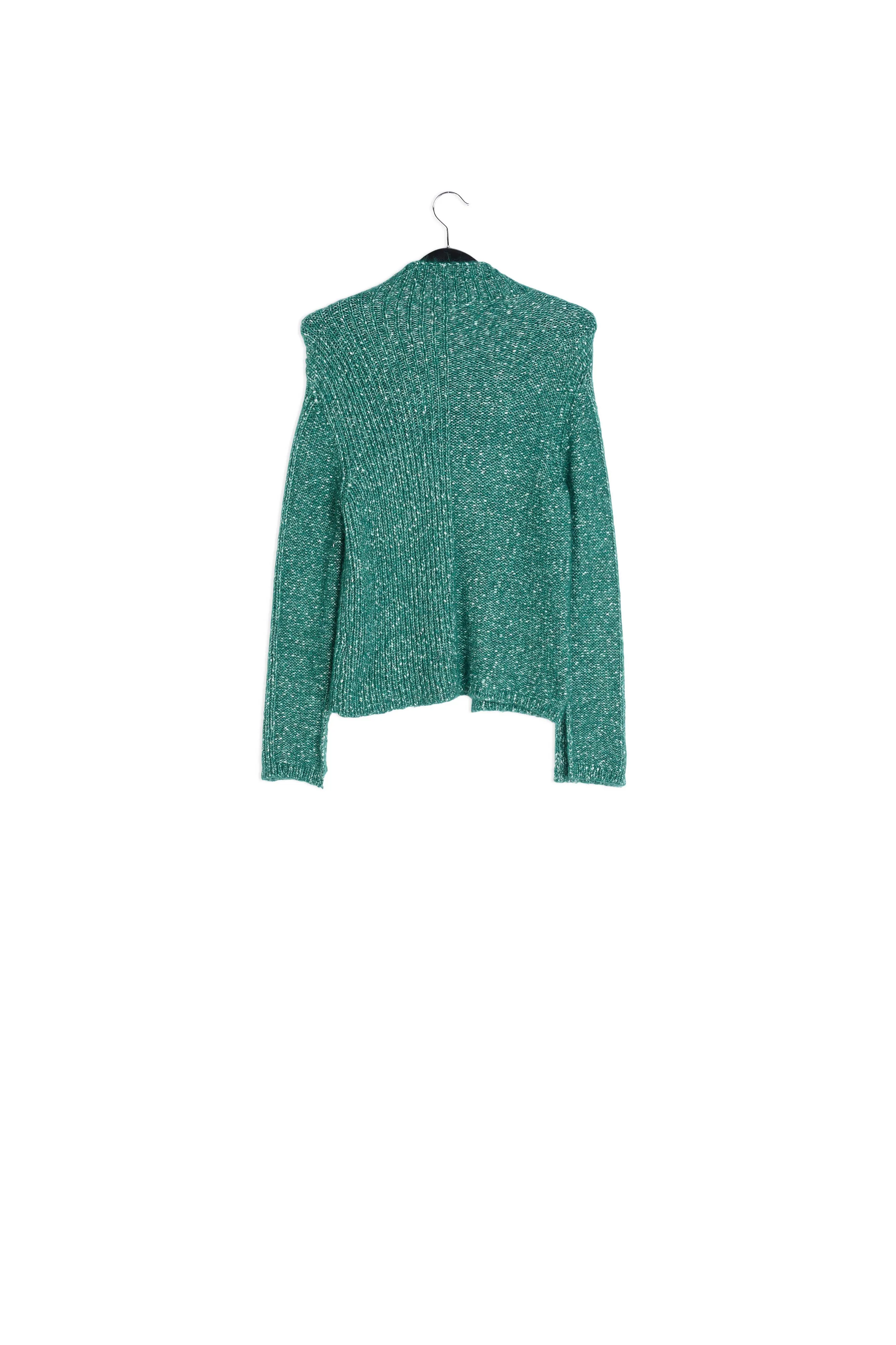 Dark green mélange turtleneck knit sweater