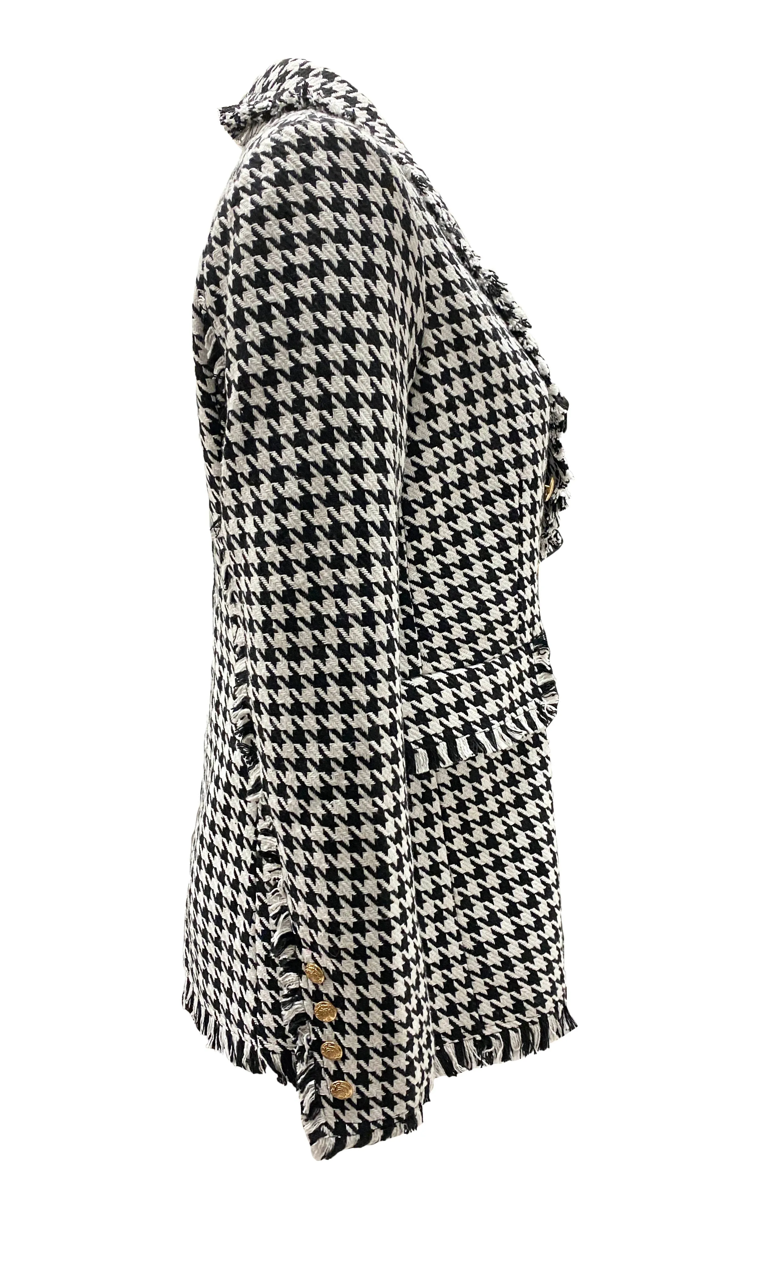 Double Breasted Houndstooth Blazer