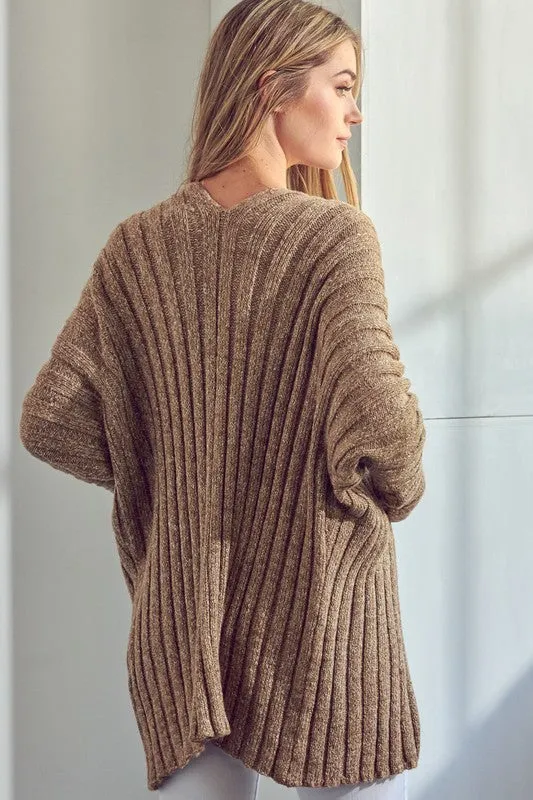 E LUNA Chunky Open-front Knit Sweater Cardigan