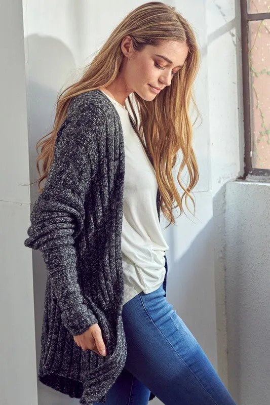 E LUNA Chunky Open-front Knit Sweater Cardigan