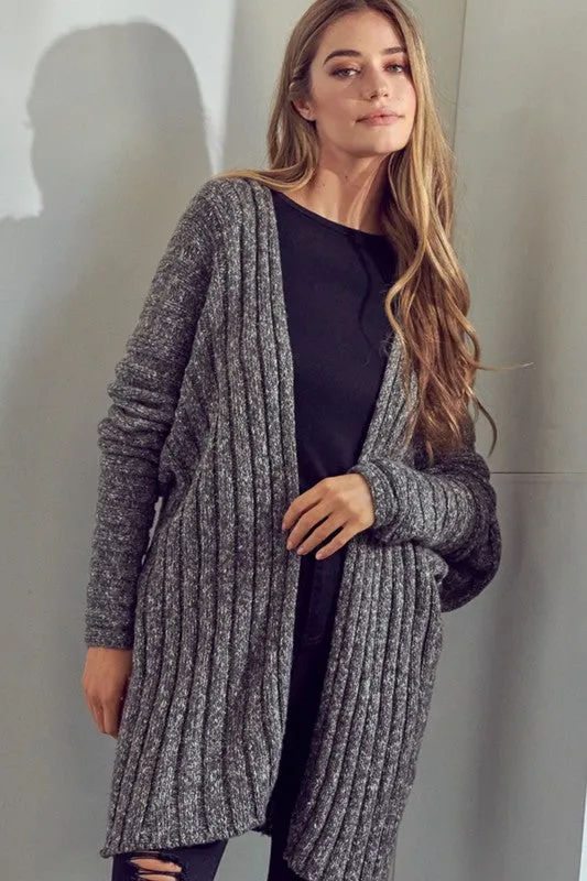 E LUNA Chunky Open-front Knit Sweater Cardigan