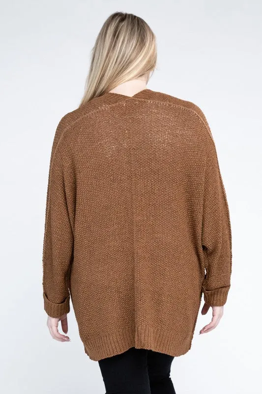 Eesome Ribbed Knit Open Front Cardigan