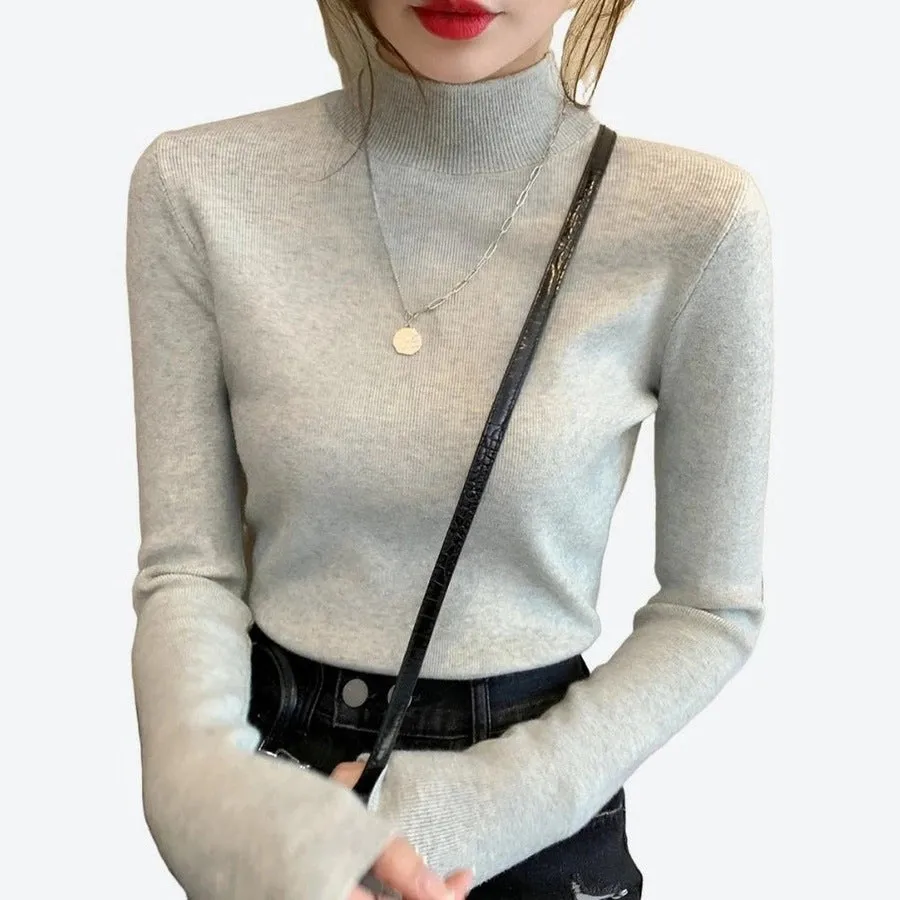 Elegant Fitted Ribbed Turtleneck Sweaters