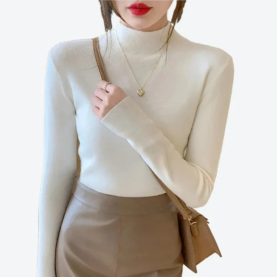 Elegant Fitted Ribbed Turtleneck Sweaters