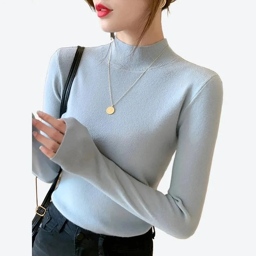 Elegant Fitted Ribbed Turtleneck Sweaters