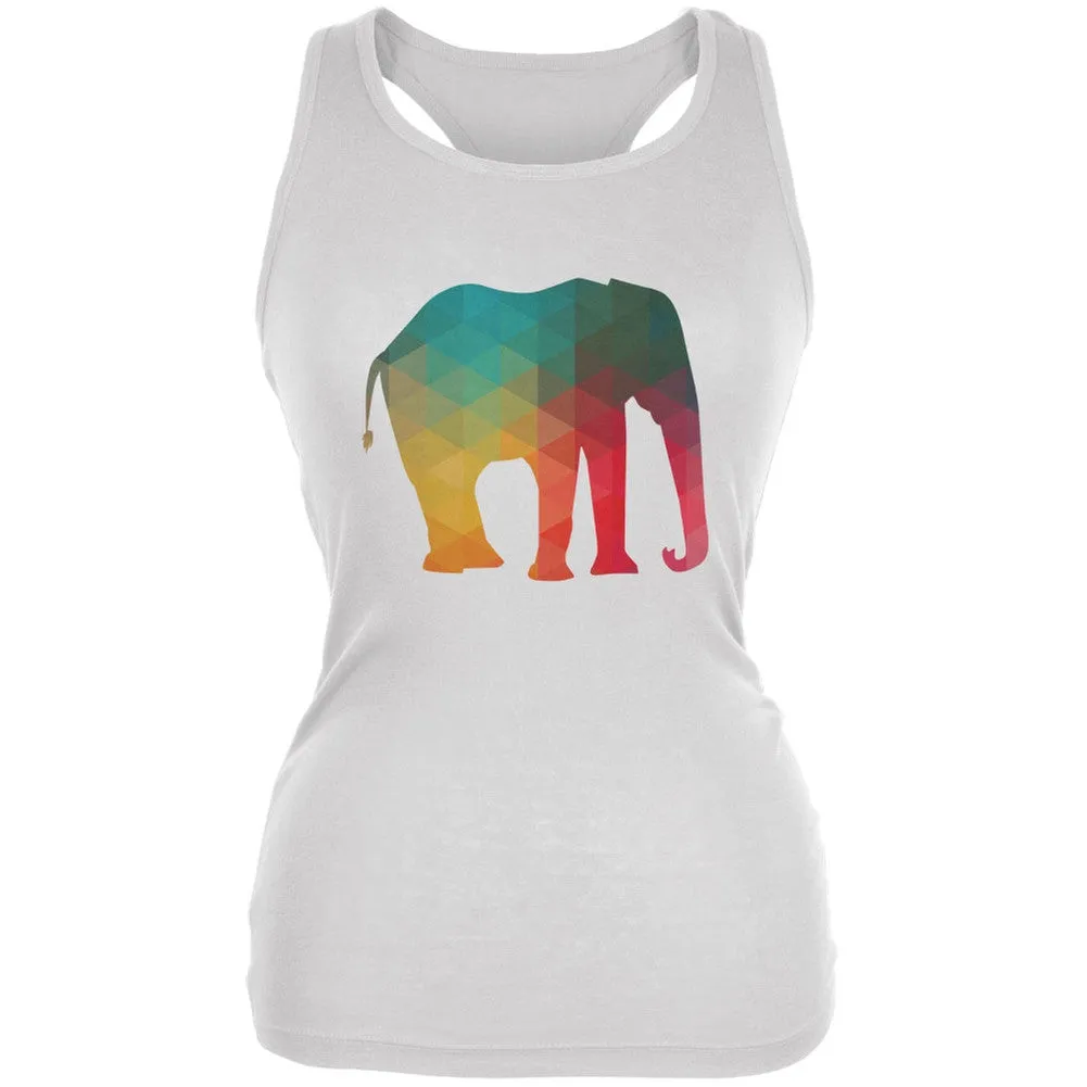 Elephant Geometric White Juniors Soft Tank Top