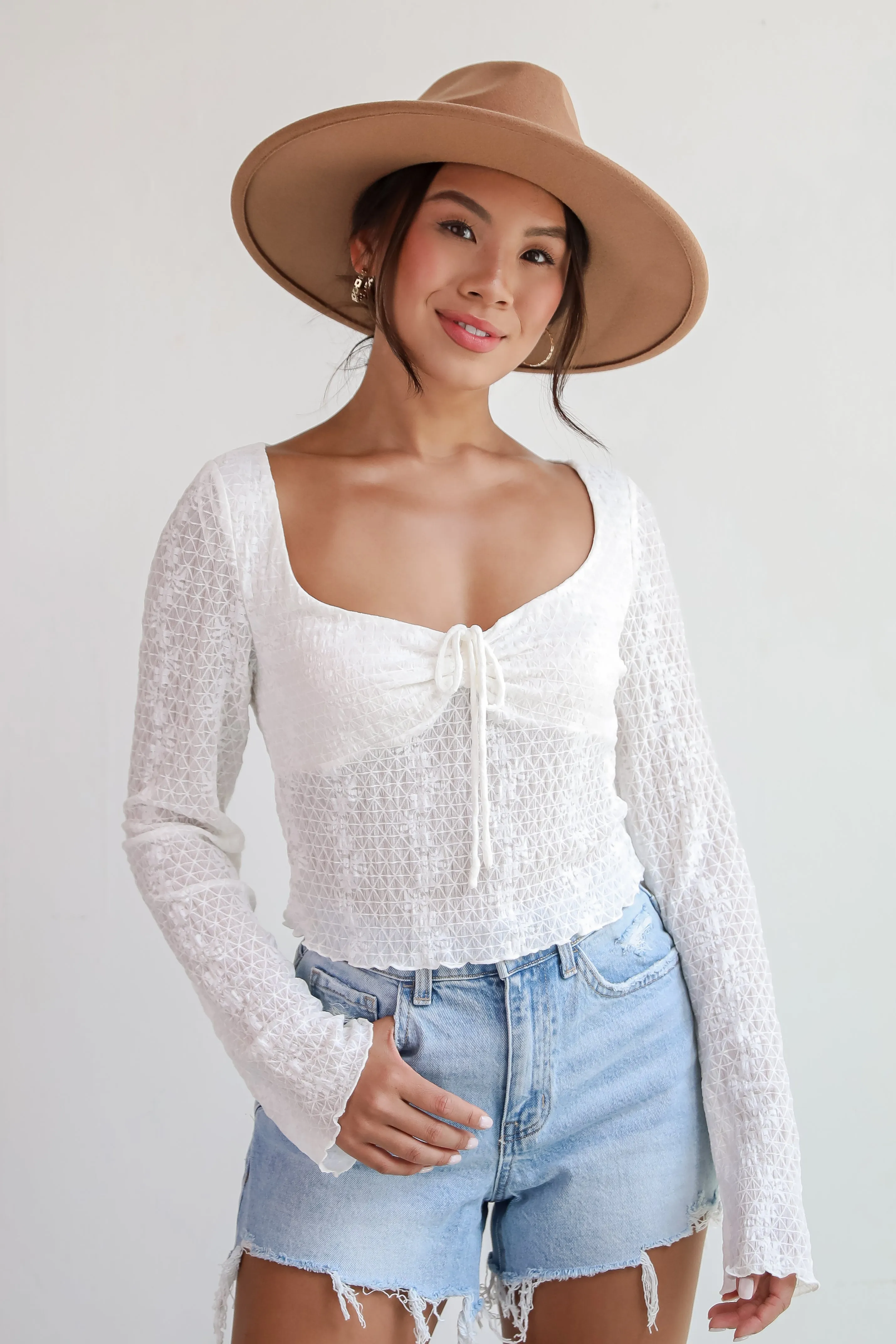 FINAL SALE - Trendsetting Cuteness White Mesh Blouse