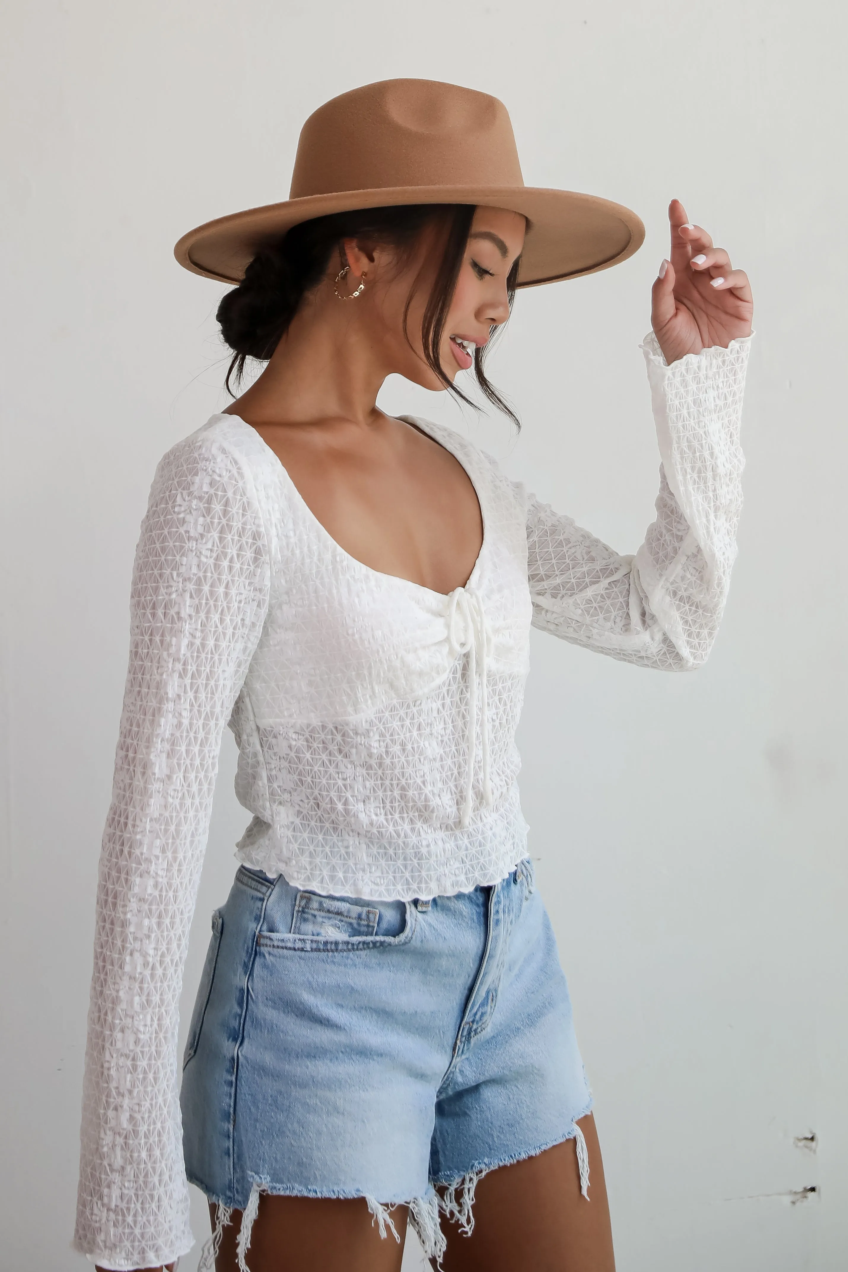 FINAL SALE - Trendsetting Cuteness White Mesh Blouse