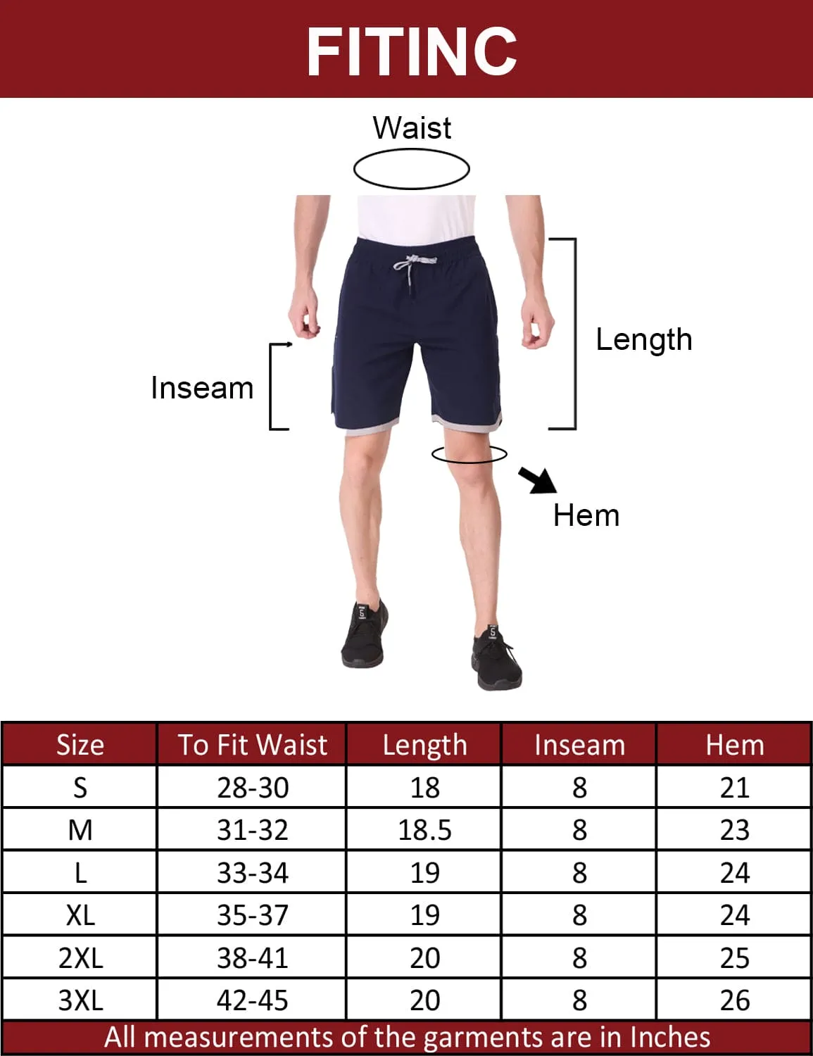 Fitinc N.S Lycra Navy Blue Shorts for Men with Zipper Pockets