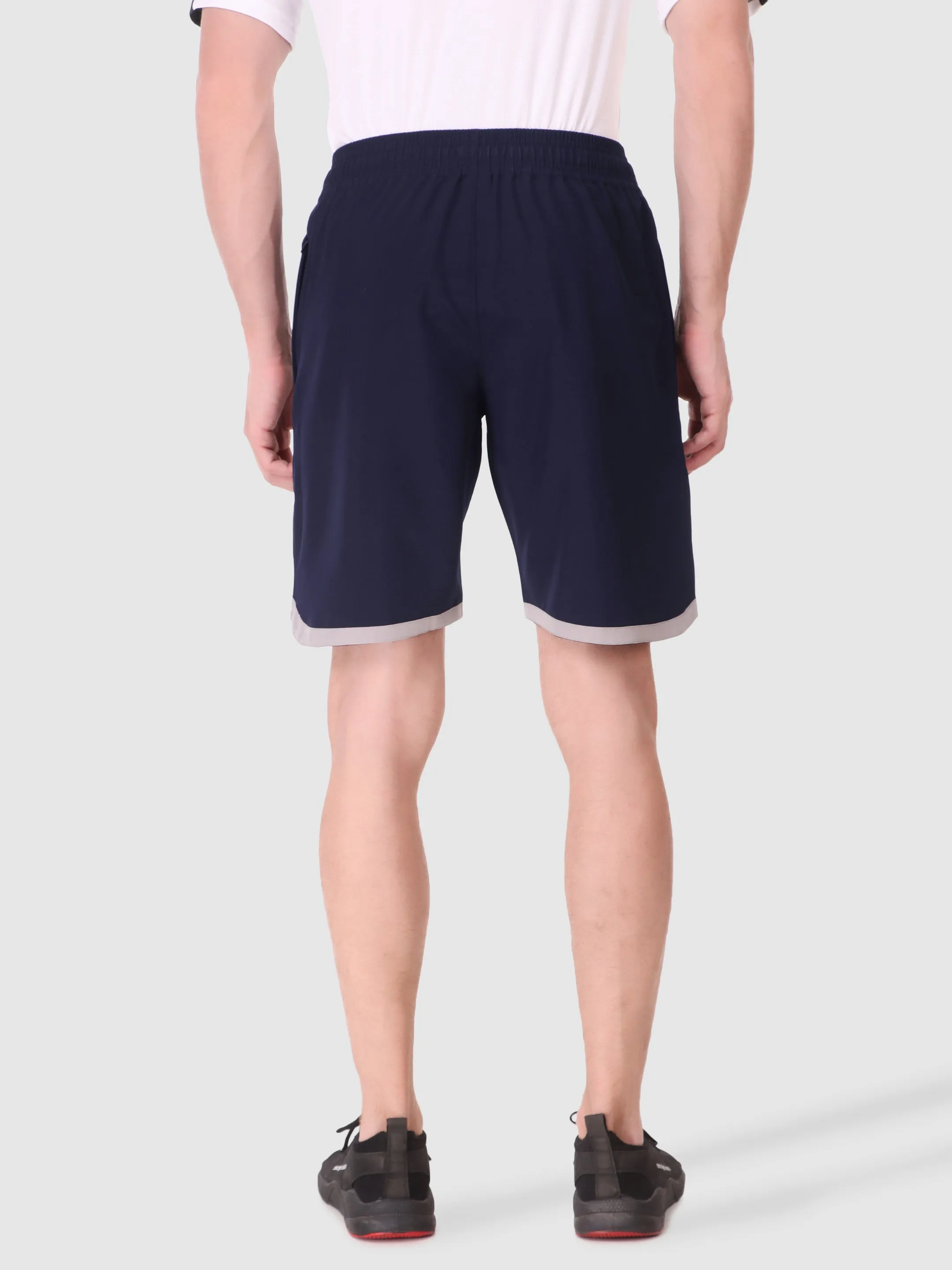 Fitinc N.S Lycra Navy Blue Shorts for Men with Zipper Pockets