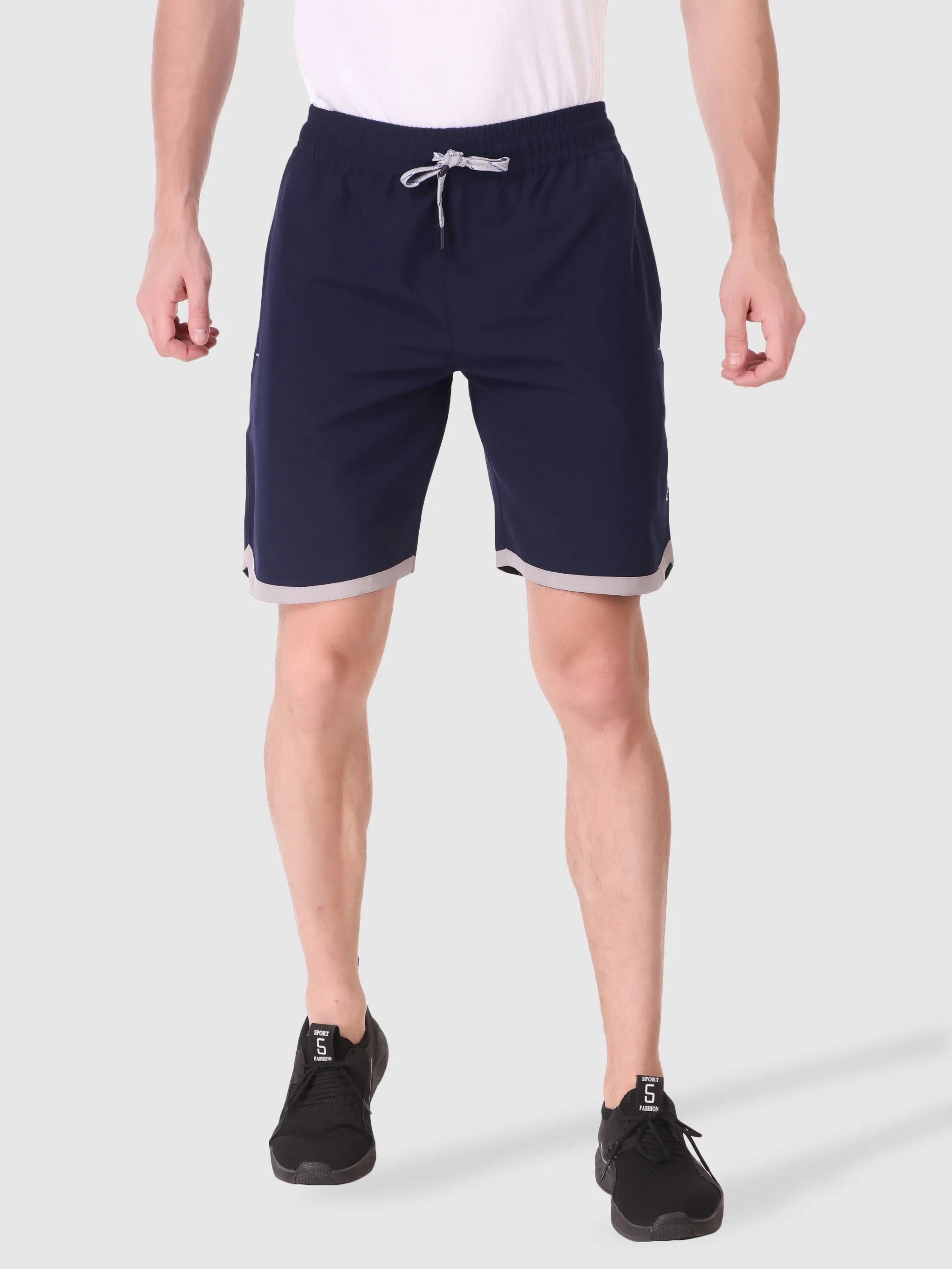 Fitinc N.S Lycra Navy Blue Shorts for Men with Zipper Pockets