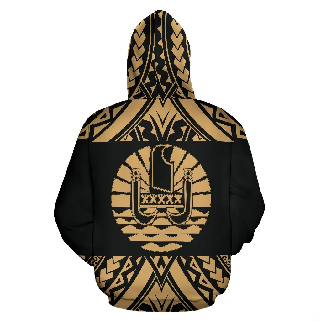 French Polynesian Gold Color All Over Hoodie - BN01