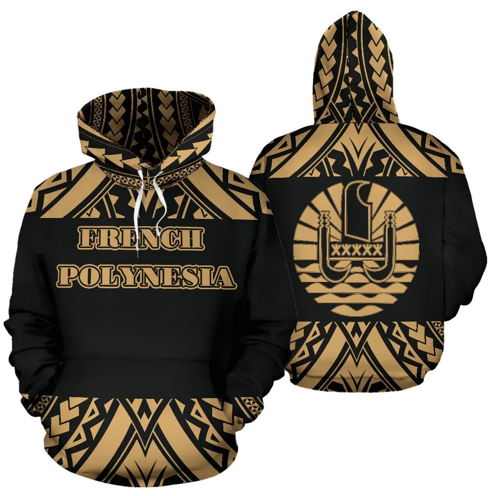 French Polynesian Gold Color All Over Hoodie - BN01