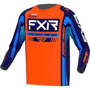 FXR  Clutch Pro MX Jersey Orange Navy Moisture Wicking Drop-Tail Hem Breathable