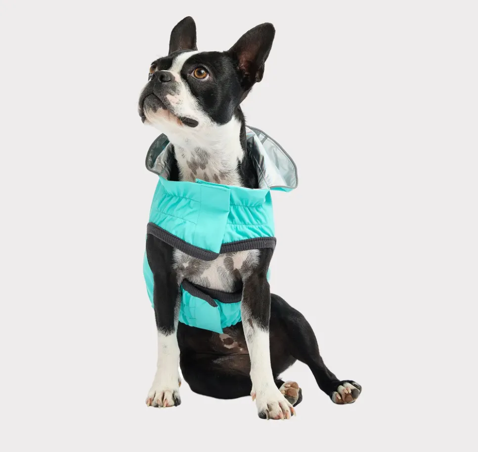 GF Pet Reversible Raincoat - Neon Aqua & Iridescent