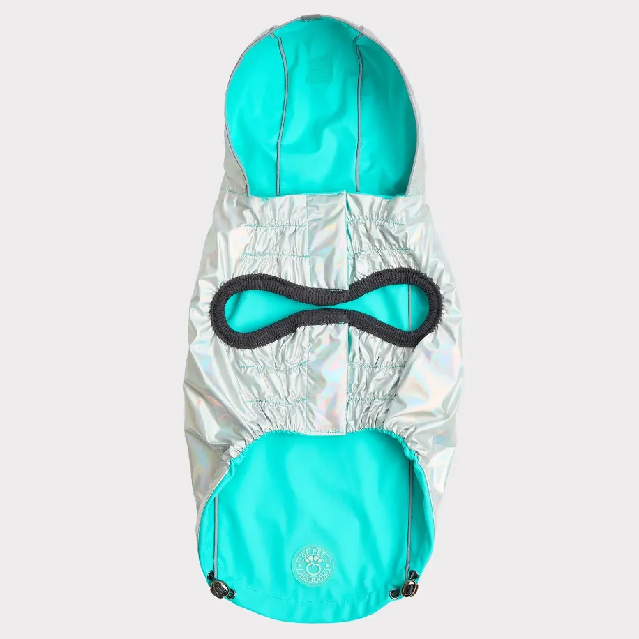 GF Pet Reversible Raincoat - Neon Aqua & Iridescent