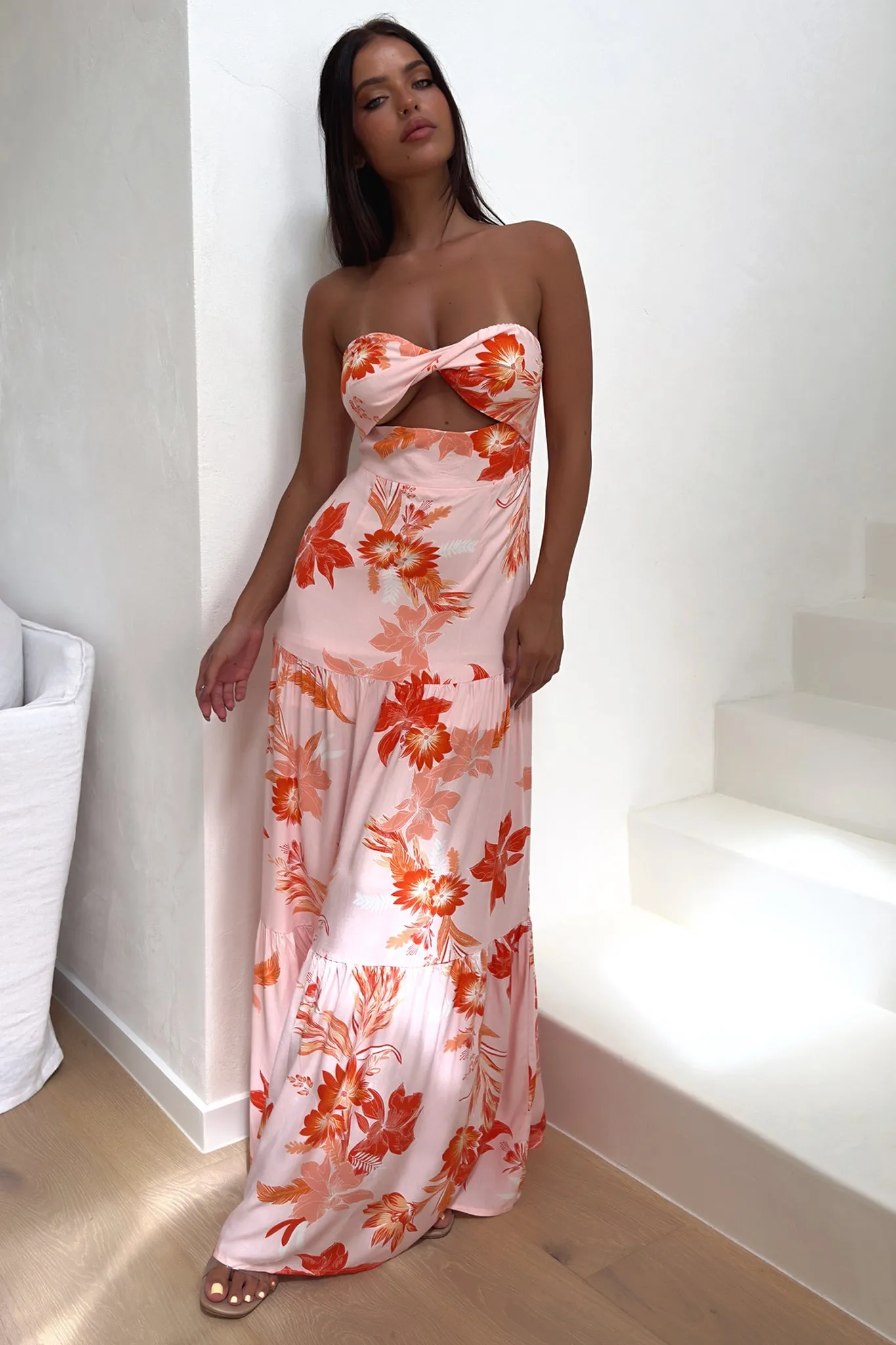 Giada Maxi Dress - Orange Floral