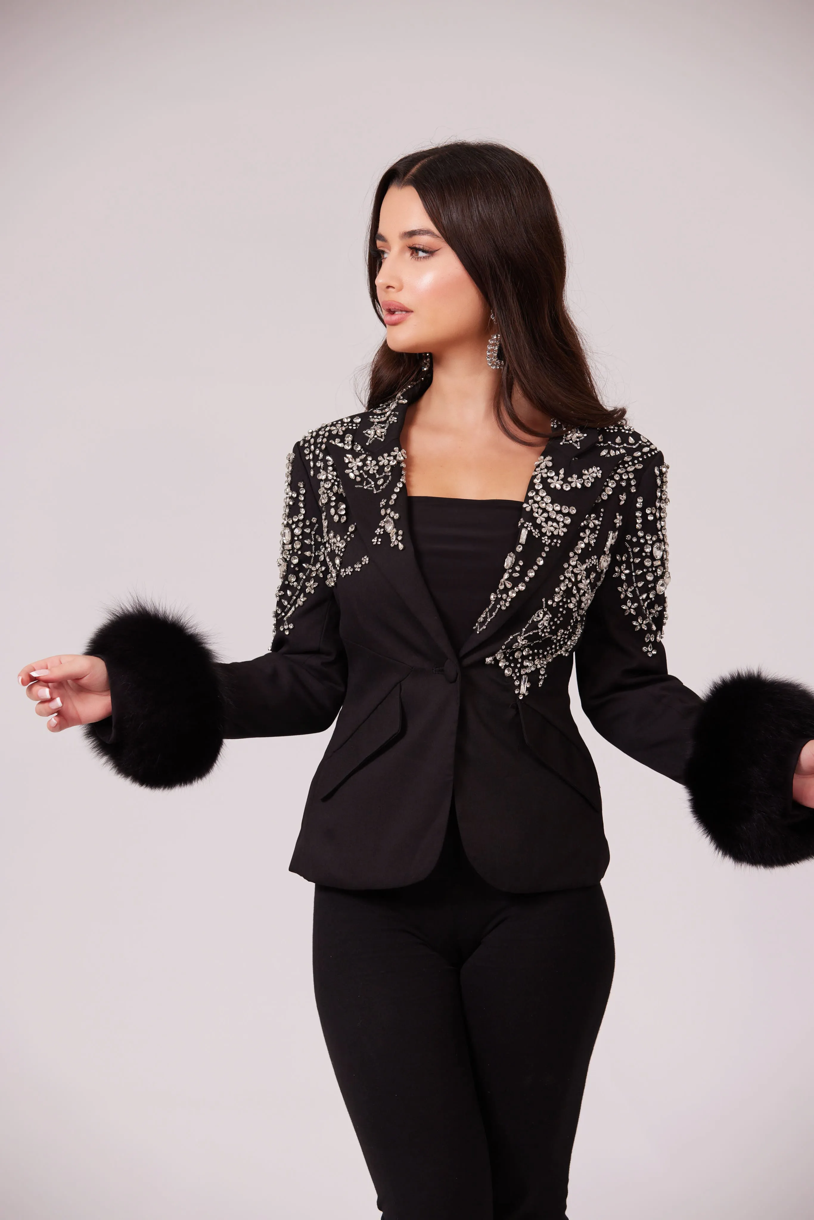 GRACE BLACK RHINESTONE BLAZER