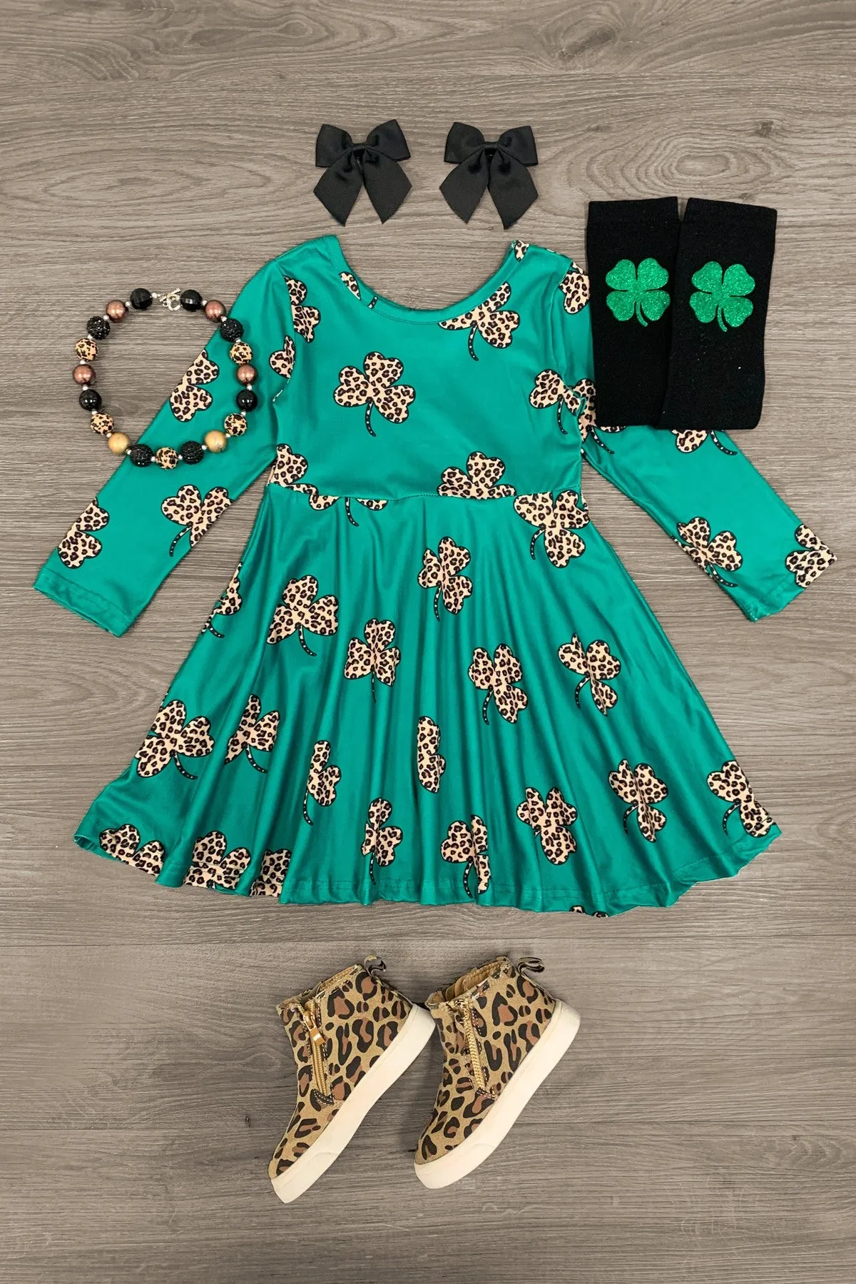 Green Leopard Shamrock Dress