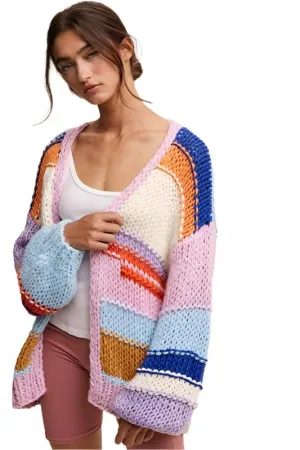 Hand Knit Multi Striped Cardigan