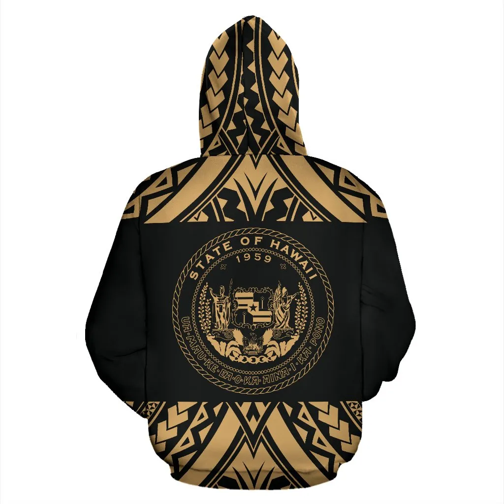 Hawaii Polynesian All Over Hoodie - Gold Version - BN01