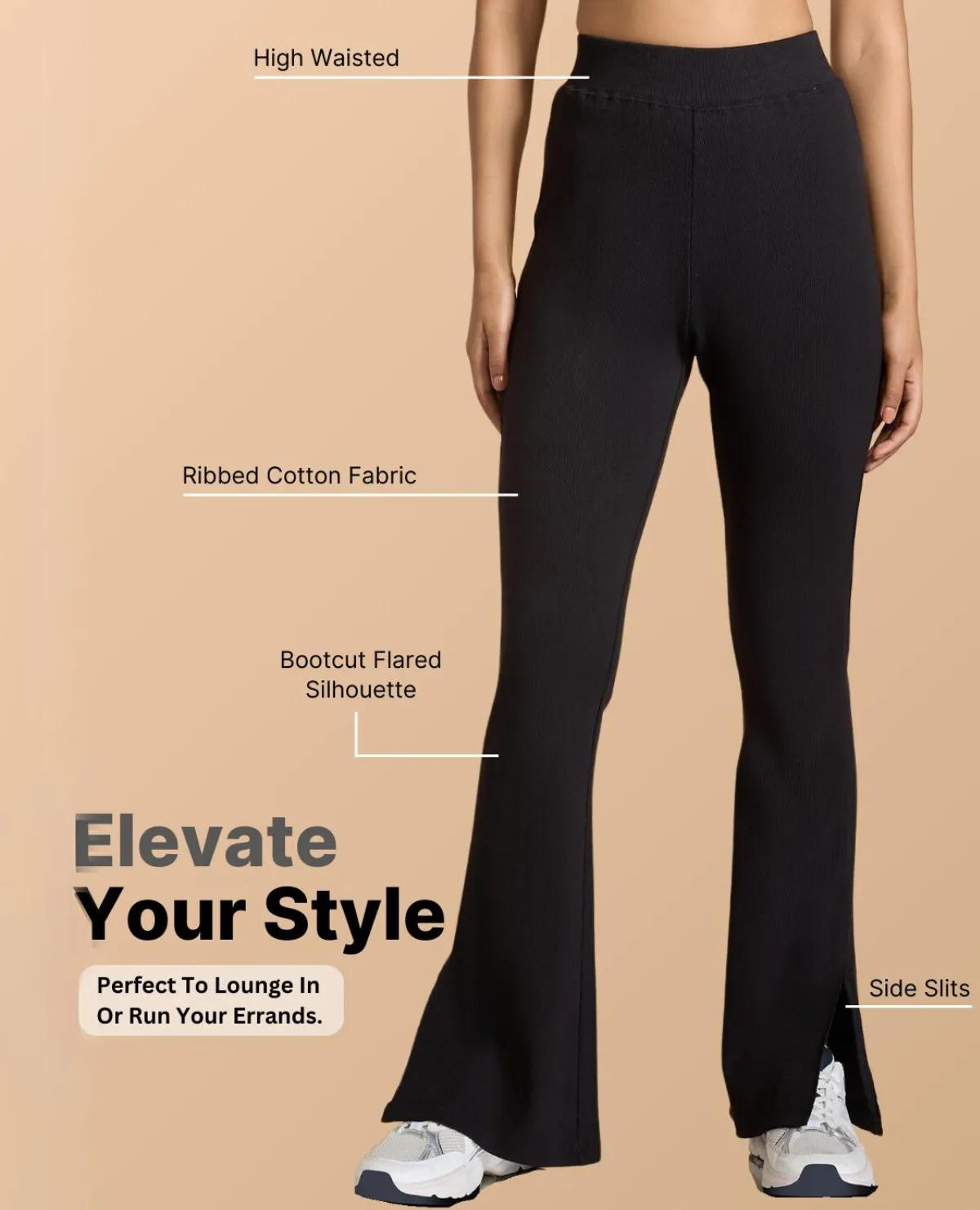 High Waist Ribbed Flared Pants