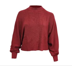 HoodLamb Women's Merlot Mock Collar Hemp Sweater 420 NWT