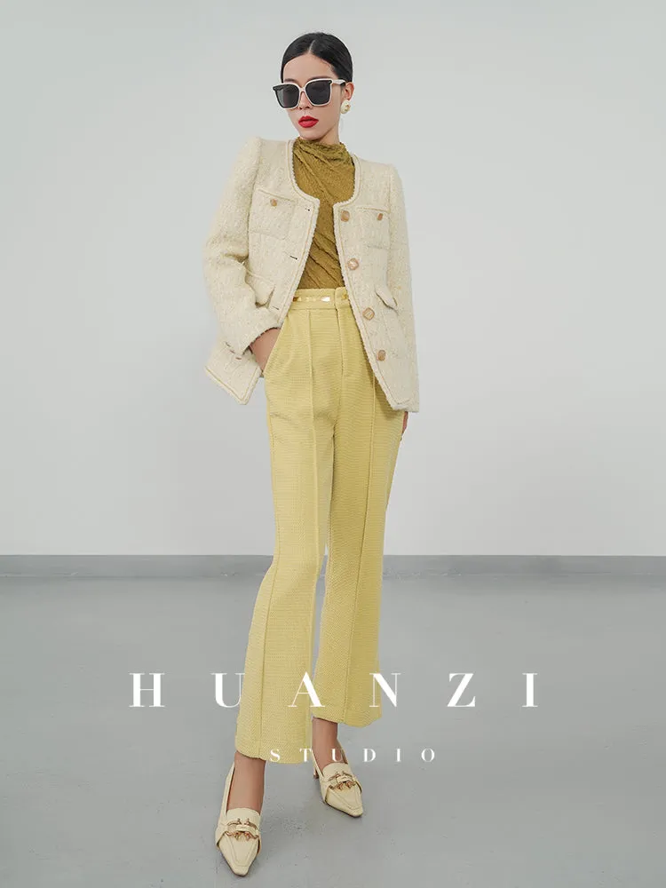 Huanzi spring autumn heavy couture tweed coat jacket - Kindr