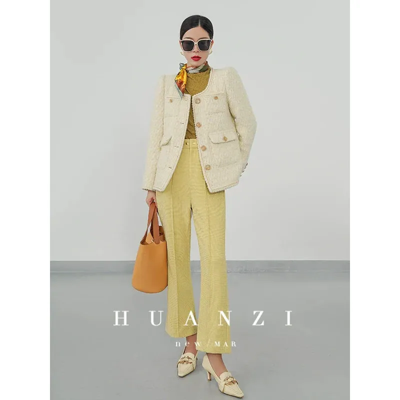 Huanzi spring autumn heavy couture tweed coat jacket - Kindr